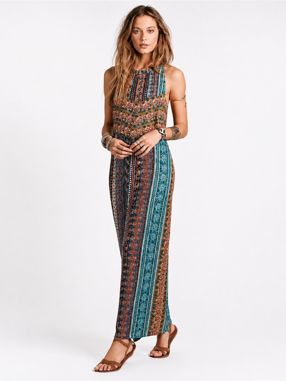 Novella Royale Moonfire Moroccan Rose Boho Festival Sleeveless Maxi Dress